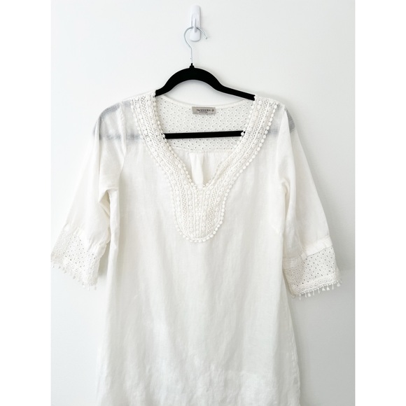 Eyelet Beach / Swim Coverup Women’s XS Boho Linen - Picture 2 of 7